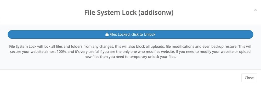 The picture shows the reference of Website Lock function on our Server Web Control Panel